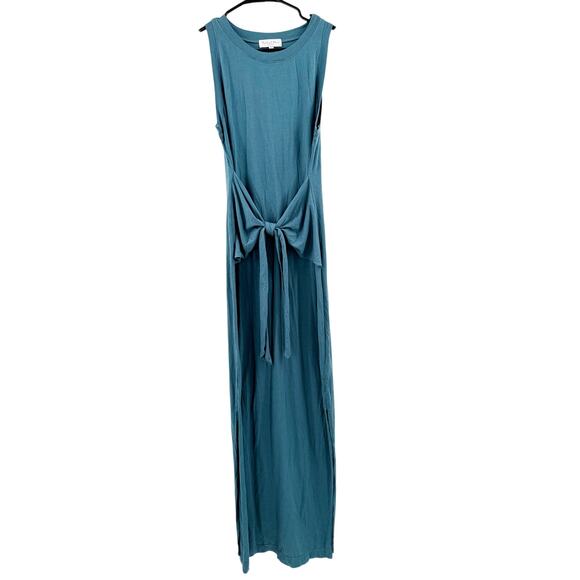 Michael Stars Solange Dress Size Small NEW Tie Waist Maxi Pebble Blue NWOT - Picture 4 of 14